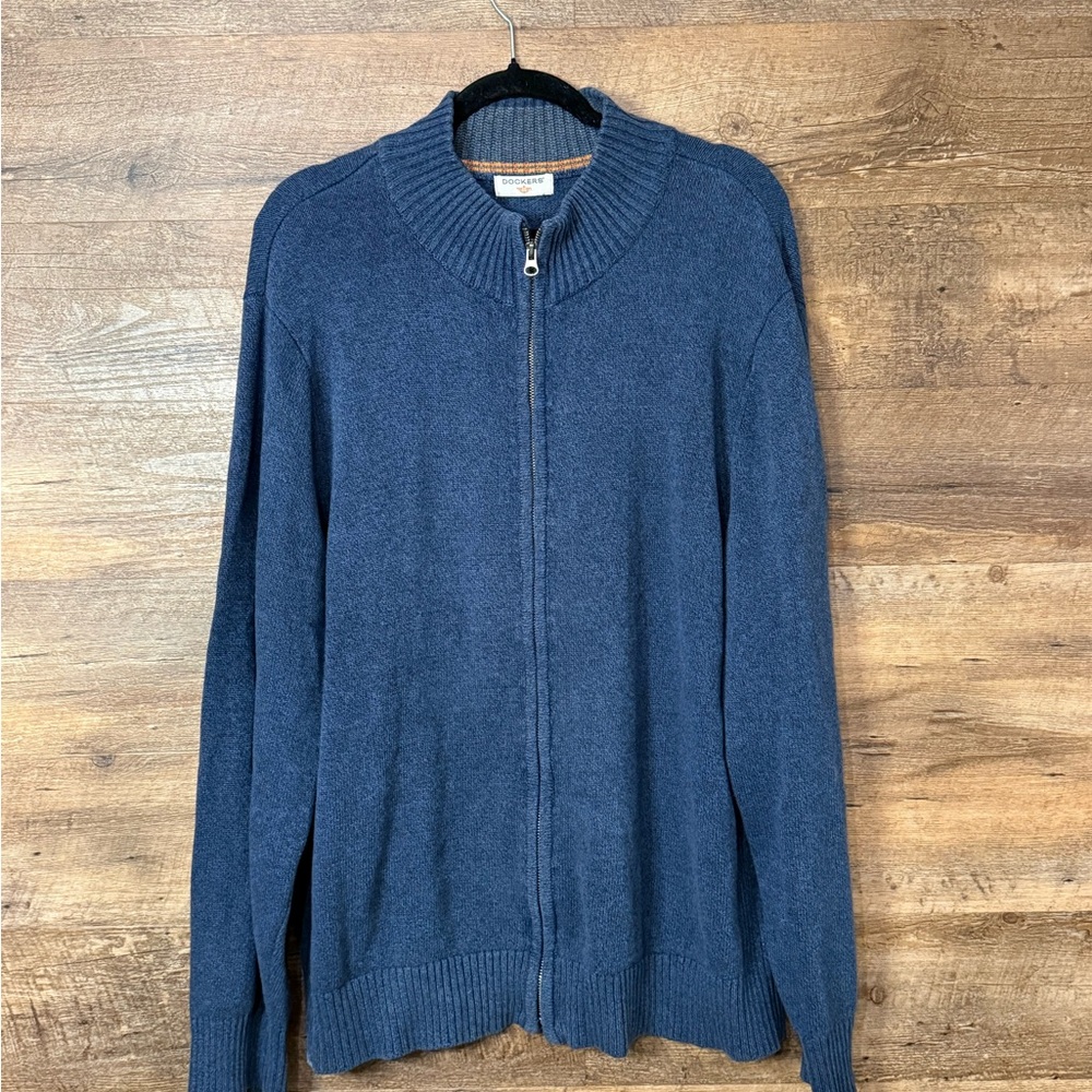 Dockers Blue Full-Zip Grandpa Sweater – Size XL